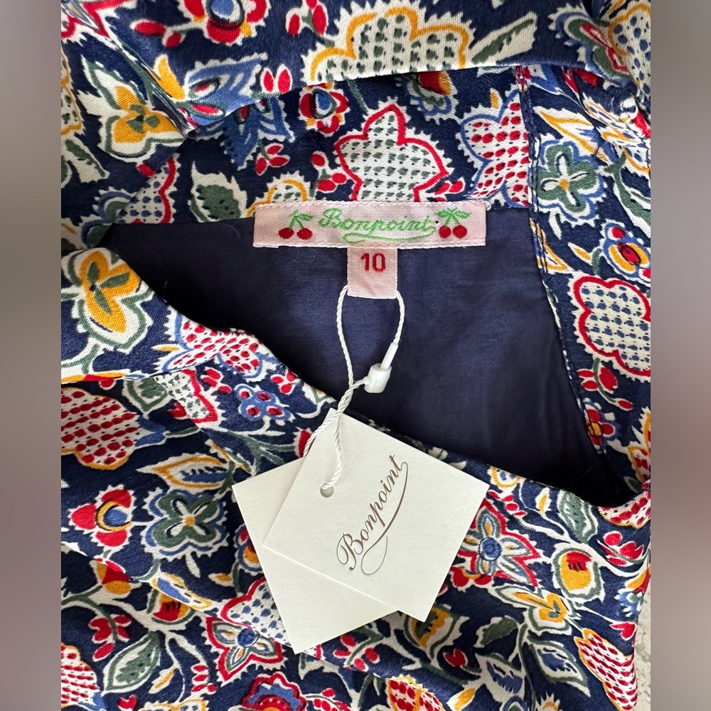 NWT Bonpoint Floral Print Gathered Dress - Size 10 - Picture 2 of 16